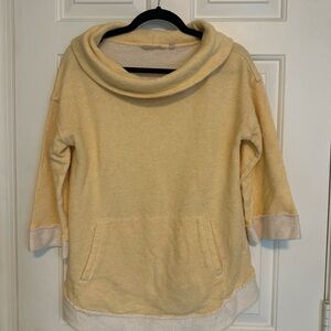 Soft Surroundings Yellow and Cream Cowl Neck Sweater